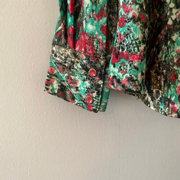NWT Wrangler Women size Large Pink Blue Deadstock Shimmer Snakeskin Button Down - Picture 8 of 10